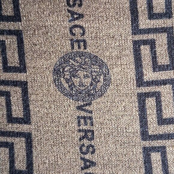 Versace Beige and Black Logo Long Sleeve Shirt Size Medium - Picture 3 of 7